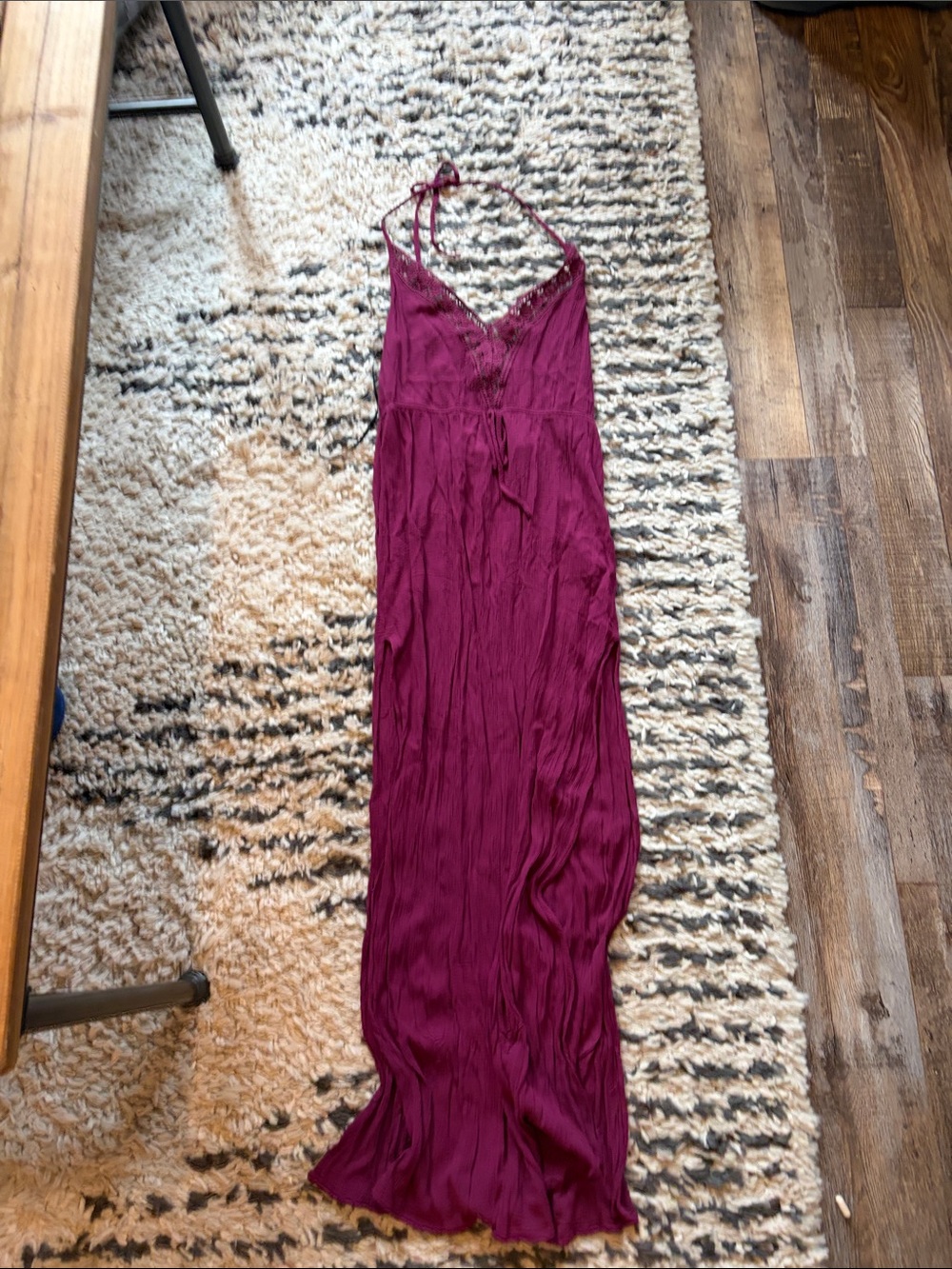 Forever 21 Plum Halter Lace-Trim Maxi Dress